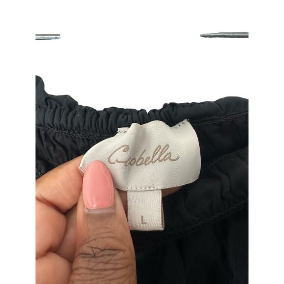 CLEOBELLA Black Poplin Ruffle Strapless Halter Elodie Midi Dress Size Large - Picture 4 of 11